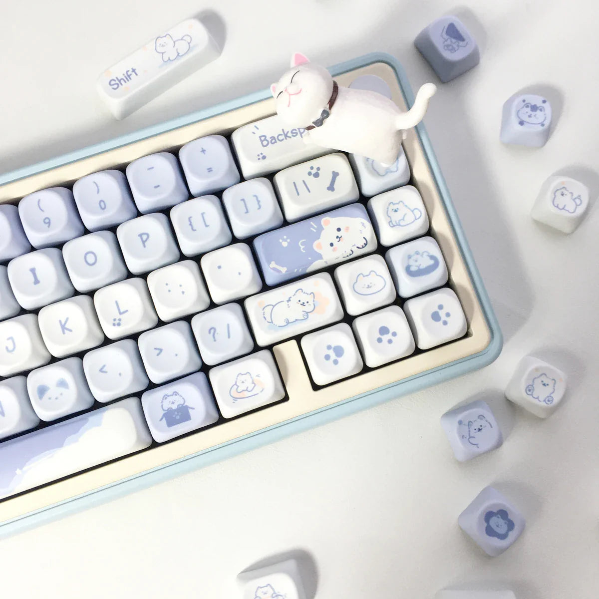 95 Keys artoon Cute Puppy Cat Kitty Keycaps GMK PBT Keycap MOA Profile Dye Sublimation For  DIY Mechanical Keyboard Girls Gift