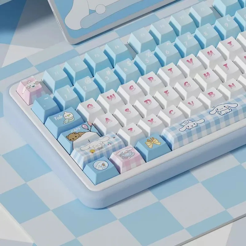 Sanrio Kawaii Cinnamoroll Keycaps  Cartoon Style PBT Mechanical Keyboard 138 Key Caps CHERRY Highly Cute Keyboard Accessories