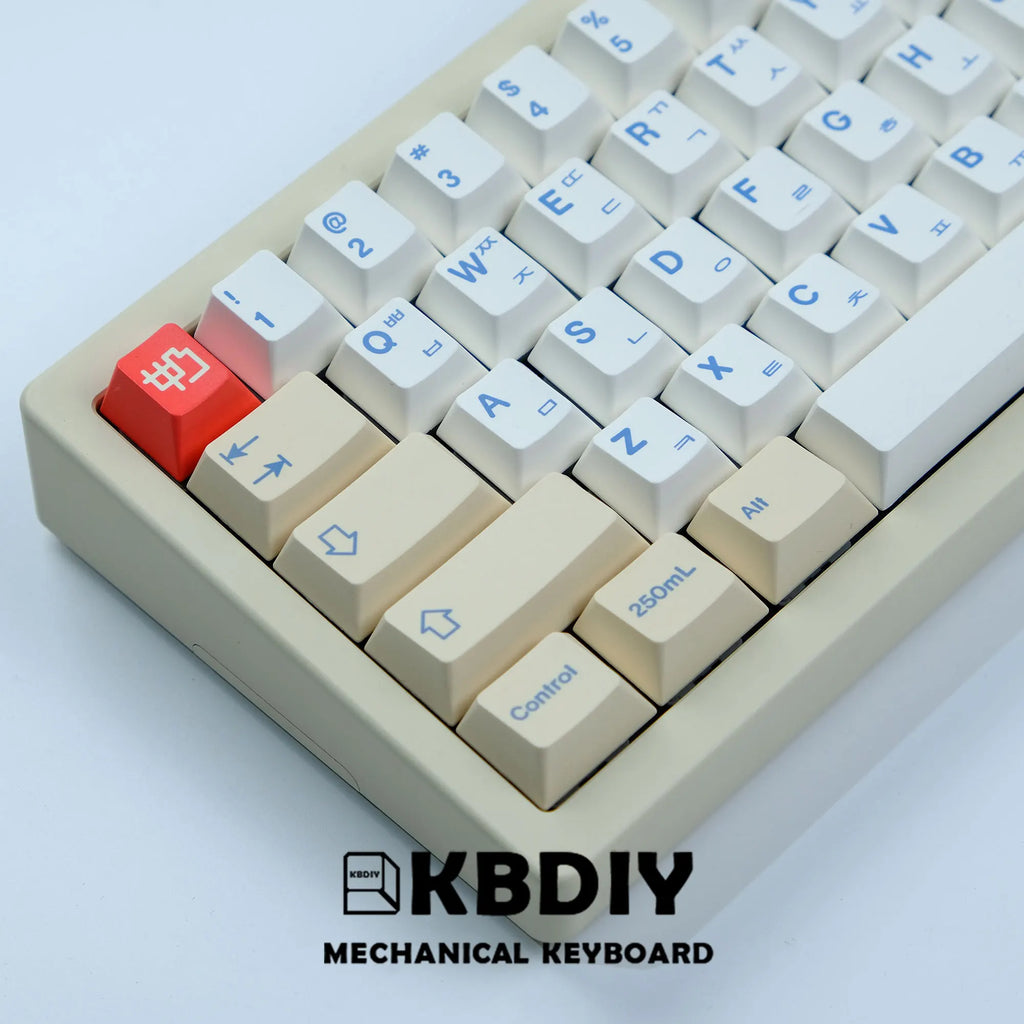 KBDiy GMK Soymilk Keycap 135 Keys PBT Japanese Korean Keycap ISO Enter Cherry Profile for GMK67 K500 Gaming Mechanical Keyboard